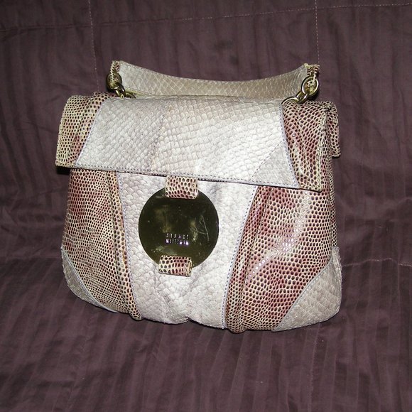 💜 RARE STUART WEITZMAN Snakeskin Reptile Structured Bag EUC - Picture 2 of 16